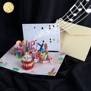 PAKET İÇİ Özel Müzikli 3D Açılır Tebrik Kartı Doğum Günü Kartı Promosyon İş Hediyeleri Mutlu Yıllar Kartları Zarf Dahil - Product Image 1