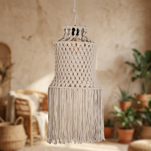Abat-jour bohème fait main en coton écologique, luminaire suspendu à fixation plafond, économique, pour salon, décoration intérieure. - Product Image 3