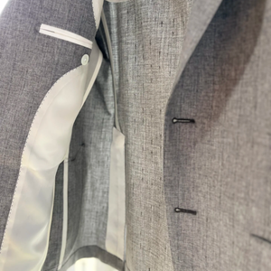 Blazer da <span class=keywords><strong>Uomo</strong></span> Grigio in Lana e Lino VBC Italiano Monopetto Traspirante Antipiega Lusso Business Casual Giacca Elegante per <span class=keywords><strong>Matrimonio</strong></span> - Product Image 6