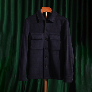 Vestes à col montant en cachemire de viquina, poches à boutons-pression, logo personnalisé, boutonnage uni, teinture unie, fermeture simple boutonnage, ODM - Product Image 2