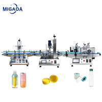 Machine de remplissage et de bouchage automatique à 4 têtes pour liquides, avec étiqueteuse, pour le lavage des bouteilles, l'eau, le shampoing, le savon, la lotion, le jus