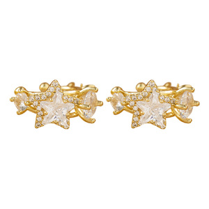 C-shaped Gold <b>Clip</b>-on Earrings With Zircon Women Fashion Jewelry <b>Spring</b> 2026 Yiwu Origin - Product Image 5
