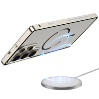 Étui de téléphone en métal avec cadre en aluminium et attaches rapides de qualité supérieure pour Samsung S26 S25 S24 S23 Ultra, recharge magnétique, coque en acrylique givrée