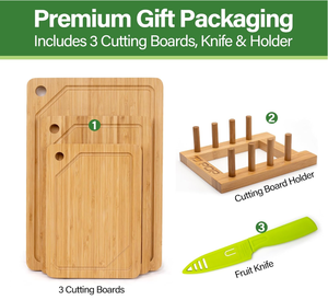 Papan pemotong sayur bambu, papan potong Bambu daging buah 3 potong murah kualitas tinggi - Product Image 4