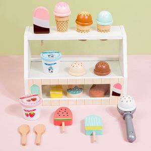 Jouet de cuisine en bois pour enfants, stand de crème glacée, jeu d'imitation, aliments jouets pour filles, cadeau idéal - Product Image 3