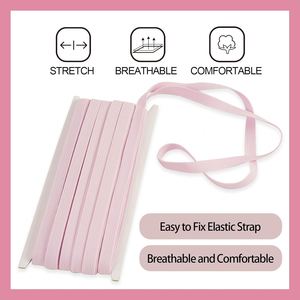 Cordon élastique en macramé tressé en polyester rose, 3/8 pouce, longueur personnalisée, haute élasticité, extensible, pour couture, vêtements, bricolage, artisanat, sacs - Product Image 3