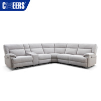 Sofá Seccional Reclinable Eléctrico CHEERS de Tela, Sofá Plegable Multifuncional de Alta Gama con USB y Luz LED para el Hogar de Lujo