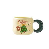 Mug en céramique de Noël avec couvercle, couleur et logo personnalisés, 380 ml/430 ml, tasse cadeau créative réutilisable pour femmes et couples