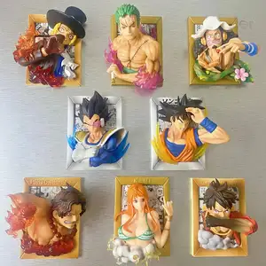 Marco DE FOTOS 3D adorno hecho a mano creativo Anime nevera pegatina Luffy Ace Zoro Sanji modelo juguete Vegeta son Goku figura