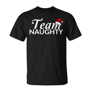 T-shirt Team Naughty noir, tenue assortie pour couple, Noël - Product Image 2