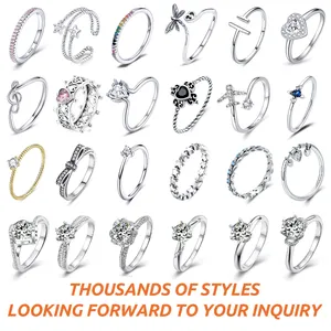 Оптовая продажа; Лидер продаж; Классический дизайн, можно украсить ювелирными изделиями Регулируемый 925 кольцо из стерлингового серебра в форме сердца Открытое кольцо для женщин