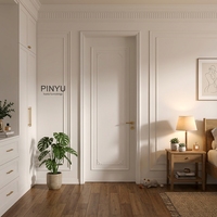 Composant de porte intérieure en bois massif blanc ivoire, style minimaliste floral, pour armoire de chambre et placard d'appartement de services