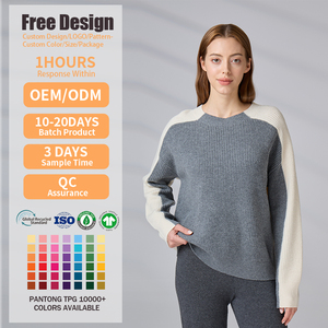 OEM Logo Women's Cashmere Blend Wool Knitted Sweater Crew Neck Long Sleeve <b>Pullover</b> - Product Image 2