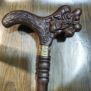 Béquille <span class=keywords><strong>en</strong></span> <span class=keywords><strong>bois</strong></span> massif de palissandre antidérapante, style aile de poulet, avec système d'amortissement et embout <span class=keywords><strong>en</strong></span> caoutchouc pour la poignée - Product Image 3