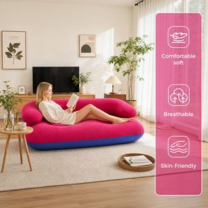 Colorful Portable Double Air Couch Heavy Duty Outdoor Air Beach Couch Inflatable Lounger for <b>Camping</b> Picnics and Beach - Product Image 3