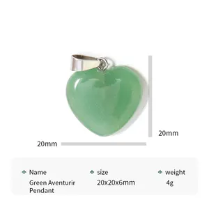 20mm आकर्षण कस्टम मिश्रित प्राकृतिक हीलिंग क्रिस्टल रत्न मनका दिल पत्थर पेंडेंट आकर्षण गहने बनाने के लिए