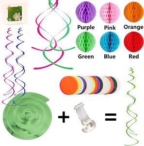 Set di forniture per feste colorate bandiera di carta cerchio Confetti ghirlanda vortice sfera a nido d'ape per festa di compleanno - Product Image 5