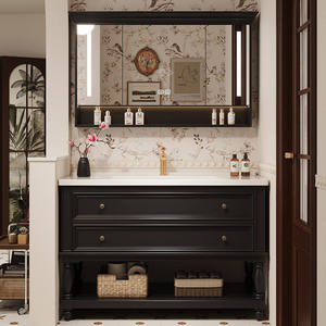 New smart oak bathroom cabinet thermally bent integrated floor-standing <b>storage</b> wash basin basin <b>sink</b> - Product Image 5
