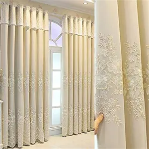 Sheer High Quality Embroidery Luxury Sheer Curtains Custom European Flowers Fabric Embroidery Lace Curtain For Bedroom Windows