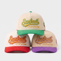 Casquette de baseball structurée à 5 panneaux en velours côtelé bicolore, avec broderie 3D en relief personnalisée, style automne-hiver, profil haut, fermeture snapback