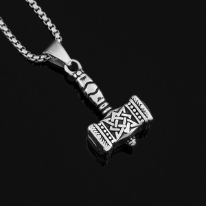 Yunnique – collier avec pendentif marteau de Thor en acier inoxydable, chaîne de 60cm, style viking, bijoux pour hommes, cadeau, collier à la mode - Product Image 3