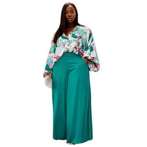 E0110ME16 Hochwertiges Übergrößen-Set mit Blumenmuster, Workout-Hose mit Weitem Bein, 2-teiliges Damen-Outfit, Sehe Fashion - Product Image 4