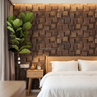 Panneaux muraux 3D en noyer 100% naturel, mosaïque hexagonale en bois massif pour la rénovation des murs de la maison