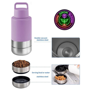 3 en 1 14oz 22oz 32oz Distributeur de bouteille d'eau pour chien en acier inoxydable étanche pour l'extérieur avec mangeoire pour animaux de compagnie marchant - Product Image 3