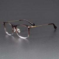 Monture de lunettes carrée légère à monture complète en acétate solide de haute qualité, style vintage, plaqué IP, avec grand diamant - 90003