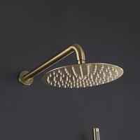 Robinetterie électrique thermostatique en laiton, finition or brossé, système de douche encastré à double poignée avec jet pluie, pour salle de bain, en céramique
