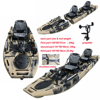 Kayak Modular Vicking 14.76FT untuk 2 Orang, Tandem, Memancing, 3 Bagian, dengan Dudukan Motor Listrik, HDPE, CE, Garansi 2 Tahun