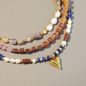 Collana girocollo con perline di pietre semipreziose arcobaleno chakra, placcata <span class=keywords><strong>oro</strong></span> 18 carati, collana di pietre naturali, collane corte da donna - Product Image 3