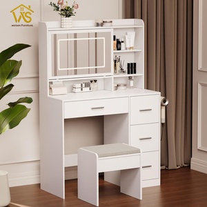 Đặc Biệt Cung Cấp Hiện Đại Dễ Thương Bằng Gỗ Bàn Trang Điểm Phân Ánh Sáng Gương Sồi Cho Phụ Nữ Của Phòng Ngủ Trang Điểm Internet Người Nổi Tiếng Của Lười Biếng - Product Image 5
