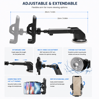 Support de téléphone portable antidérapant 2 en 1 pour voiture, ventouse et fixation sur grille d'aération, pince réglable, compatible avec tous les téléphones