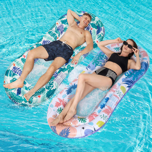 Adult <b>Inflatable</b> Float Raft 182cm Flower Pattern PVC <b>Pool</b> Lounge <b>Chair</b> Floating Mat For Swimming Relaxation - Product Image 1