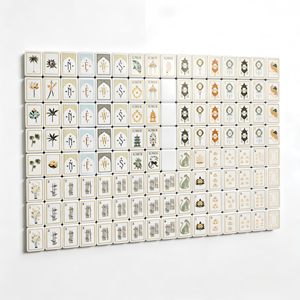 <span class=keywords><strong>Jeu</strong></span> de Mahjong Américain à Motifs Botaniques et Animaux Chinoiserie - 166 Tuiles Premium Art Déco avec Gravures de Lotus, Grue et Lanterne - Product Image 1
