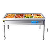 Table chauffante isotherme en acier inoxydable 201 pour la restauration rapide, idéale pour la cuisson des plats mijotés, avec couvercle de protection anti-coupure pour les mains