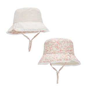 Chapeau de soleil pour enfants en coton doux respirant à double face avec bord en dentelle, chapeau de pêcheur, fabricant en gros - Product Image 4