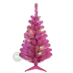 Atacado árvore de natal de mesa rosa-3ft melhor escolha pré-fenda decorativa rosa artificial árvore de natal