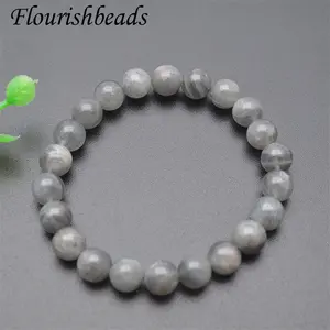 Flourishbeads Natural Gemstone 8mm Round Energy Stone Labradorite Elastic Line Stretch Bracelet For Jewelry Handmade Gift