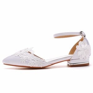 Cinturino con fibbia a punta <span class=keywords><strong>scarpe</strong></span> da sposa Comfort di bellezza <span class=keywords><strong>scarpe</strong></span> <span class=keywords><strong>basse</strong></span> bianche da sposa per donna e donna - Product Image 6