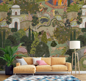 Jaipur Garden <strong>Wallpaper</strong> Mural Handmade Custom Indian Floral <strong>Peel</strong> <strong>and</strong> <strong>Stick</strong> <strong>Wallpaper</strong> - Product Image 1
