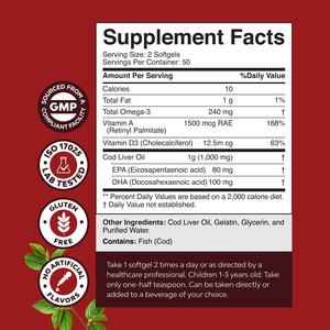 Cápsulas blandas de aceite de hígado de bacalao de alta calidad, pescado Omega 3, EPA, Dha, vitamina D y a Burpless, cápsulas para el corazón, el cerebro y El apoyo inmunológico - Product Image 2