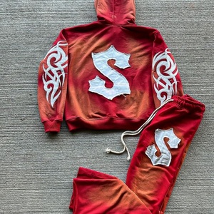 ชุดเซ็ตเสื้อฮู้ดดี้และกางเกงวอร์มทรงบานปักลายตามสั่ง ระบายอากาศได้ดี ล้างสีแบบแอซิด ทรงหลวมใส่สบาย เหมาะสำหรับฤดูหนาว สำหรับผู้ชาย - Product Image 2