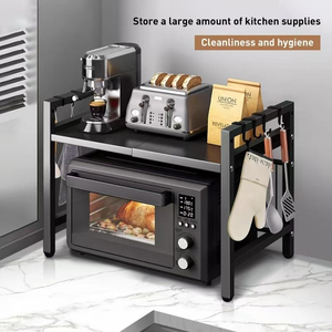 NETEL Scaffale Doppio Regolabile ed Estensibile per Forno a Microonde, Ripiano da Cucina Sopra il Microonde, Scaffale da Forno Nero - Product Image 3
