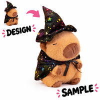 Peluche Capybara Super Douce avec Chapeau d'Étoile et Cape de Sorcière, en Polyester, Rembourrage Coton PP, Décoration d'Halloween, Cadeau pour Bébés 0-24 Mois