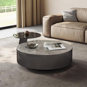 Luxuriöses Modernes Konvertierbares Gesintertes Stein-Couchtisch-Set 2-teilig Ineinanderstellbare Marmor-Mitteltische für Wohnzimmer Wohnmöbel - Product Image 3