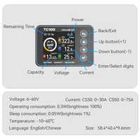 Probador de Baterías de Plomo-Ácido Capdisp TC169 12V-60V con Indicador de Capacidad, Medición de Corriente (0~30A), Precisión del 1%, Pantalla LCD