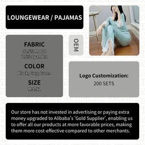 WanBao <b>Women's</b> Soft Knitted Modal Pajamas Smooth Comfortable Loungewear Elastic Waist Closure <b>Thermal</b> Autumn Use Summer Winter - Product Image 2