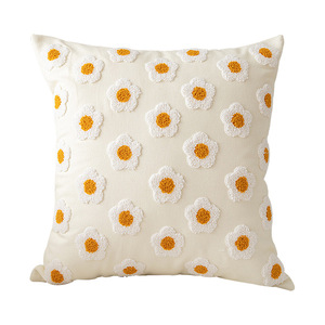 Housse de coussin brodée style Ins, motif petite marguerite carrée, pour dossier de canapé de salon, coussin lombaire, coussin de chevet de chambre - Product Image 5
